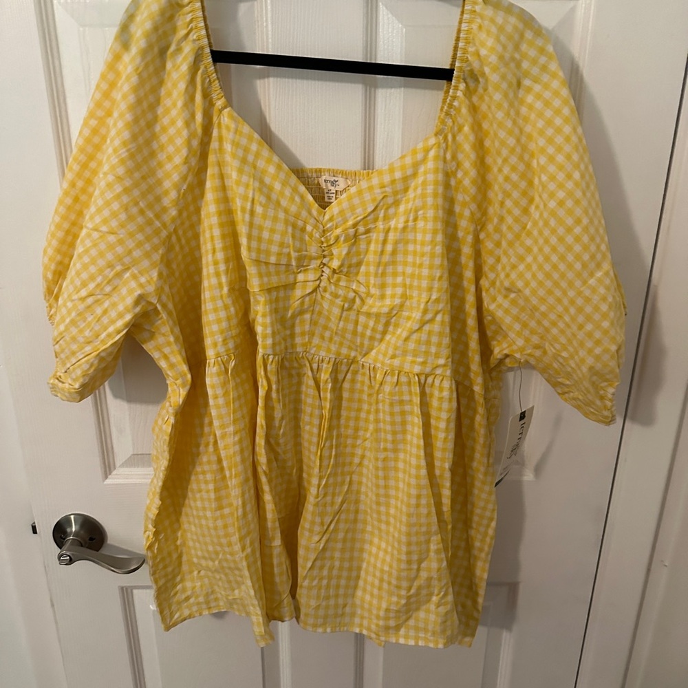 Terra & Sky Yellow Checkered Blouse